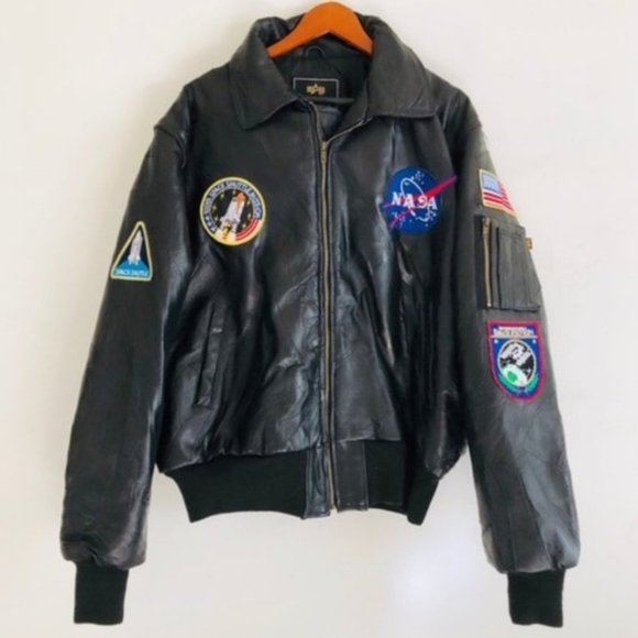 Alpha Industries Other - Alpha Industries Leather Jacket NASA Bomber Patch